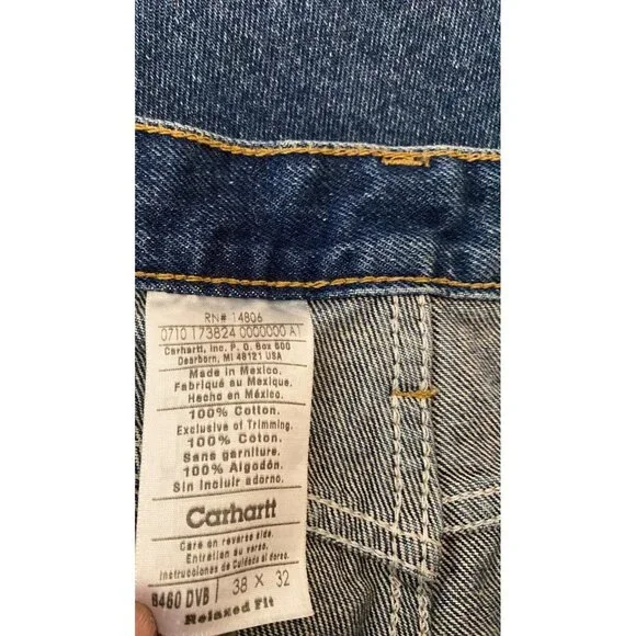 Carhartt Mens Relaxed Fit Blue Denim Jeans Size 38x32 100% Cotton - Picture 3 of 11